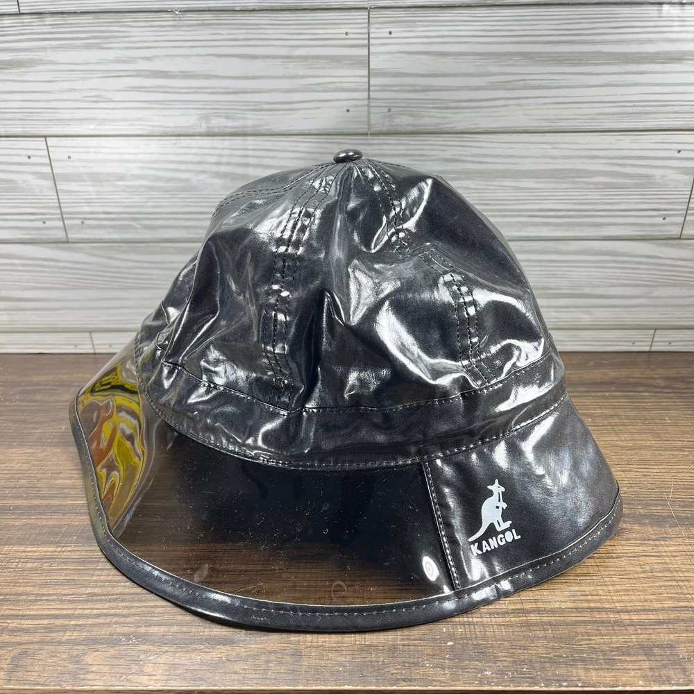 Kangol Rain Casual Waterproof Bucket Hat Black With Transparent Clear Visor Brim